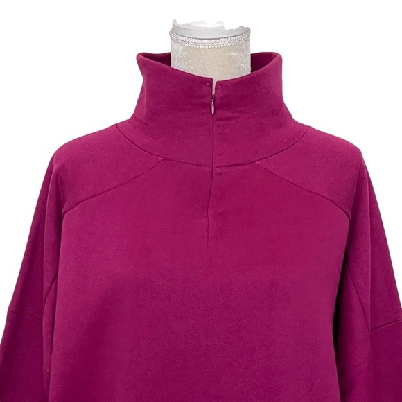 Adidas Funnel Neck Comfy Sweatshirt Women’s Size L Power Berry Loose Fit - Picture 8 of 11